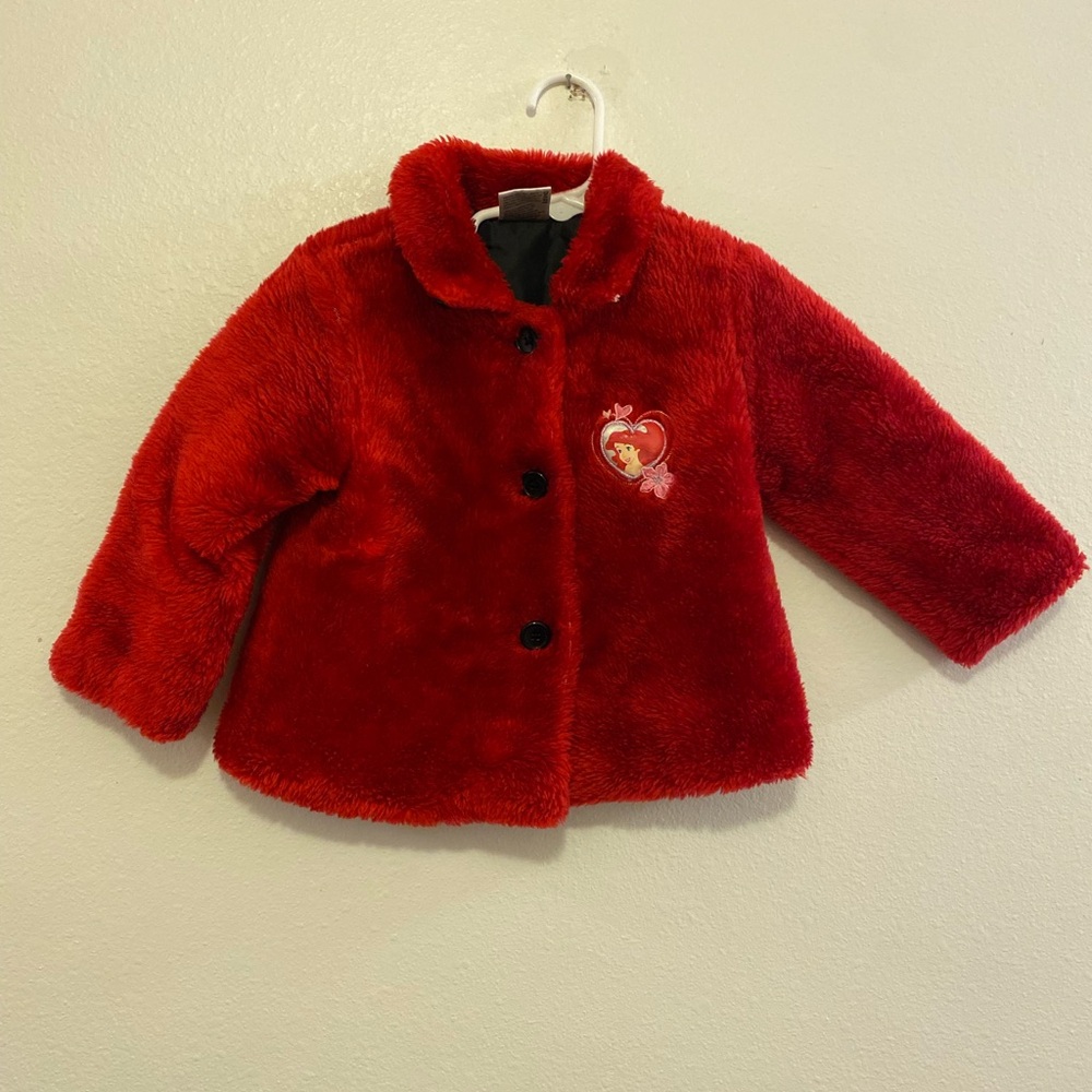 Y2K vintage red fur coat